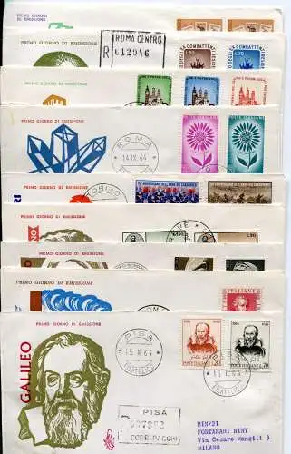 Italien 1964 Komplettes Jahr auf FDC Venedig Umschlag viele Empfehlungen