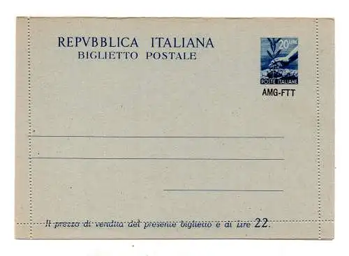 Triest A - B.P. Lire 20 Democratica Nr. B 5 Überdruck unter der Briefmarke