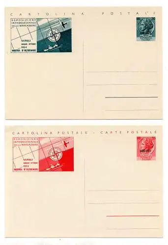 Triest A - C.P. Lire 20 und 35 Exmostra d'Oltremare Nr. C 27/28 – die beiden perfekten neuen Postkarten
