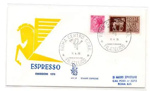 Italia FDC Venetia 1976 Espresso L.300 gereist nach Italien