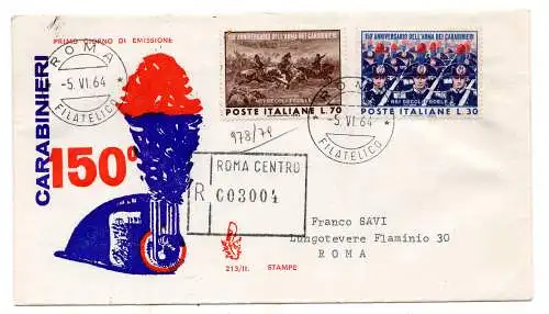 Italia FDC Venetia 1964 150. Ann. Carabinieri gereist Racc. Italien