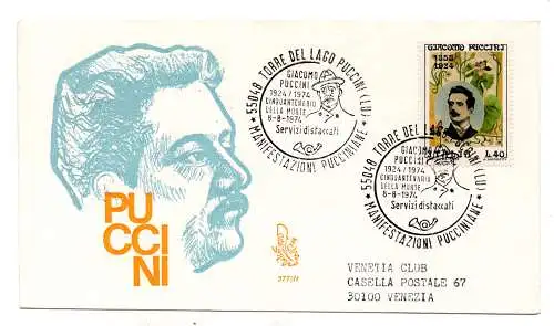 Italien FDC Venetia 1974 Puccini reiste nach Italien