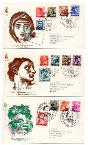 Michelangelo komplette Serie auf FDC Venetia Einschreiben