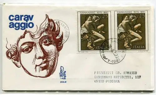 Italien FDC Venetia 1973 Caravaggio Paar reiste nach Italien