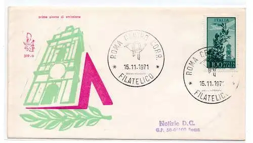 Italien FDC Venetia 1971 Kapitol Lire 100 gereist nach Italien 981