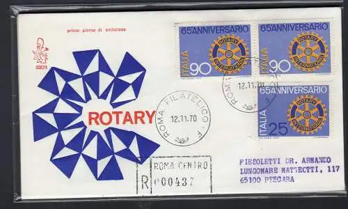 Italien FDC Venetia 1970 Rotary Club gereist Racc. für Italien