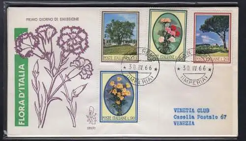 Italien FDC Venetia 1966 Flora voyata Racc. für Italien 697