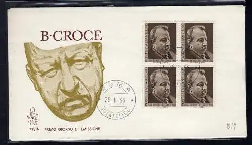 Italien FDC Venetia 1966 Benedikt Kreuz Viertel nicht gereist