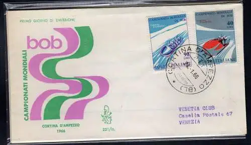 Italien FDC Venetia 1966 Bob reiste nach Italien 680