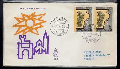 Italien FDC Venetia 1966 Propaganda Touristica Paar reiste nach Italien 700