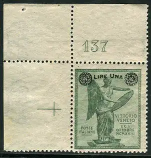 Sieg 1l. auf Cent. 5 filigranes kleines Kreuz und Tafelnummer 137