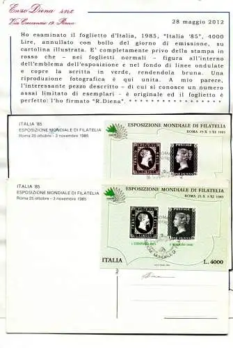 Blatt Italia '85 Lire 4.000 Sorten ohne Rotdruck