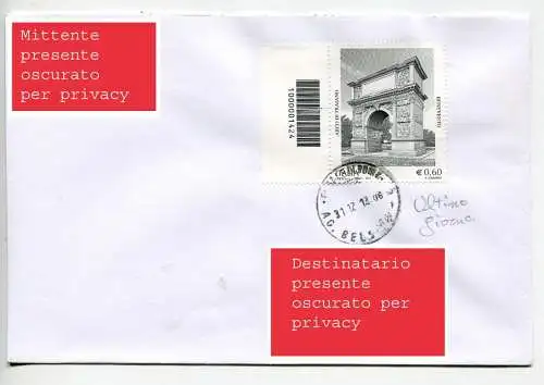 Benevento Trajansbogen mit isoliertem Barcode auf Umschlag