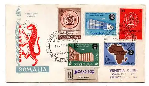 Somalia AFIS FDC Venetia 1960 Universität gereist Racc. für Italien