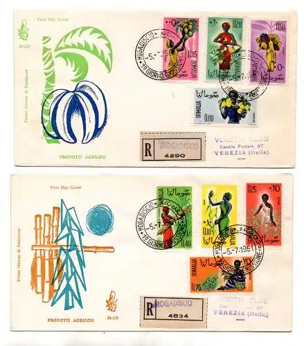 Somalia AFIS FDC Venetia 1961 Landwirtschaftliche Produkte gereist Racc. für Italien