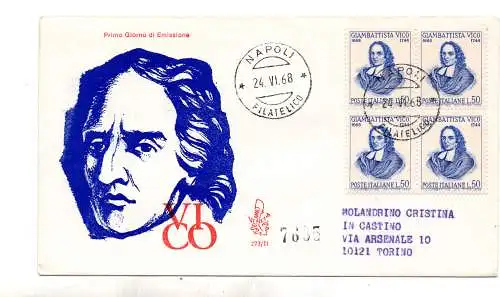 Italien FDC Venetia 1968 Vico Quartina Voyata Racc. für Italien