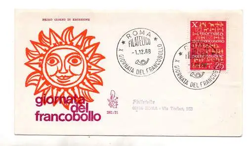 Italia FDC Venetia 1968 Giorn. Franc. nach Italien gereist