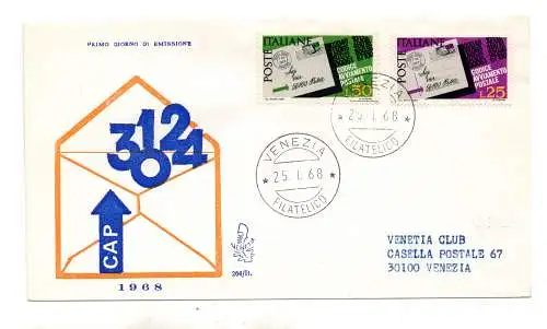 Italia FDC Venetia 1968 C.A.P. nach Italien gereist