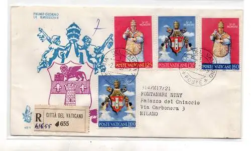 Vatikan FDC Venetia 1959 Giovanni XXIII. gereist Racc. für Italien