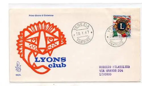 Italien FDC Venetia 1967 Lions reiste nach Italien