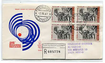 Italien FDC Venetia 1967 Atomreaktion Viertelreise Racc. für Italien