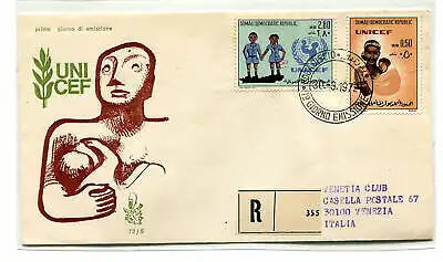 Somalia AFIS FDC Venetia 1972 UNICEF gereist Racc. für Italien