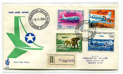 Somalia AFIS FDC Venetia 1964 Lineee Aeree travata Racc. für Italien