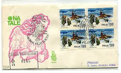 Italien FDC Venetia 1979 Weihnachten Viertelreise Racc. für Italien