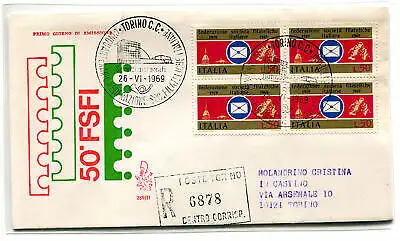 Italia FDC Venetia 1969 Soc. Filat. Viertel gereist Racc. für Italien