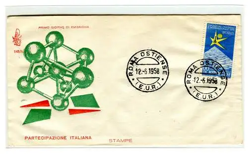 Italien FDC Venetia 1958 Expo Brüssel ungereist