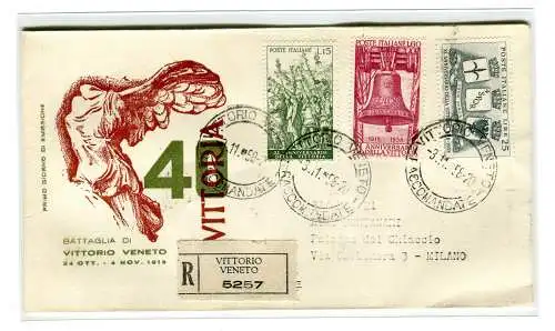 Italien FDC Venedig 1958 Vittoria travelata Racc. für Italien