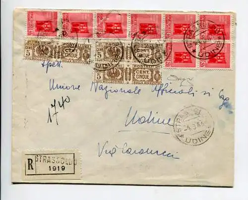 Notfall - Postpakete Cent. 5+ Ergänzungen auf Umschlag Racc. von Strassoldo