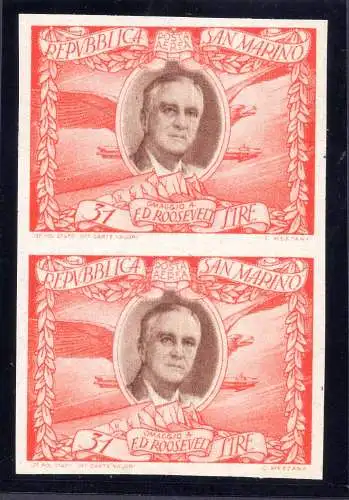 Roosevelt Lire 31 P.A. n. 65b ungezähntes Paar - MNH