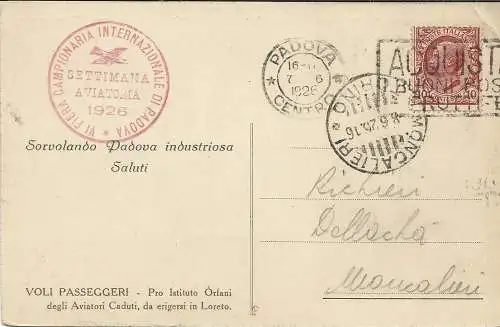 Padua Fliegerwoche vom 7.6.26 - Postkarte der Veranstaltung