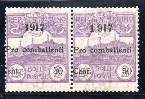 Pro Combattenti Cent. 50 auf 2 Lire Exemplar Ziffernabstand 1 917