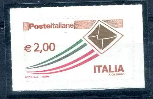 Italienische Post Euro 2,00 Brief Sorte vertikale Verzahnung verschoben