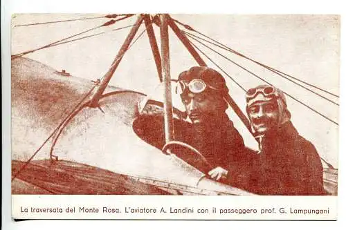 1914 Überquerung des Monte Rosa - Postkarte mit Flieger A. Landini