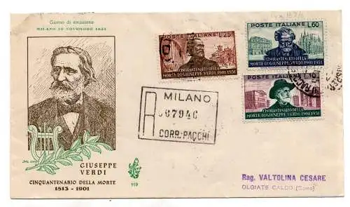 Verdi n. 677/679 auf Umschlag FDC Venetia Club Venezia