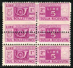 Postpakete Lire 5 Sorten Kammsprung