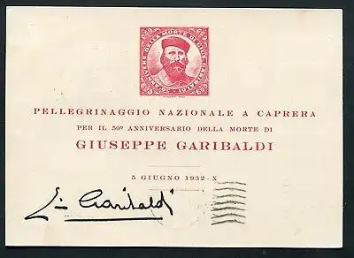 Luftpost Garibaldi Lire 2,25 Aeroespresso auf Gedenkkarte