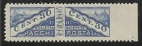 Postpakete Cent. 30 Sorten ungezähnt rechts