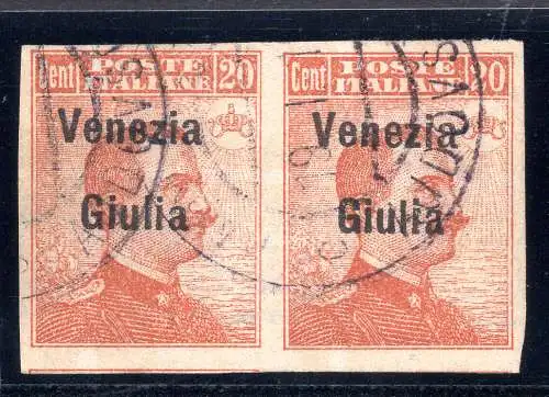 Venezia Giulia - Michetti 20 c. ungezähntes horizontales Paar