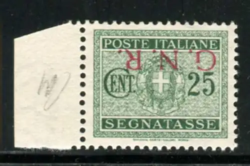 GNR Brescia Cent Steuermarken. 25 umgedrehte Aufdrucke