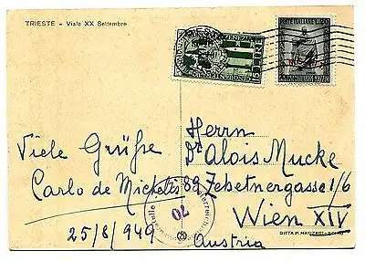 Mazzini Nr. 47 + Ergänzung Nr. 36 auf Postkarte nach Wien