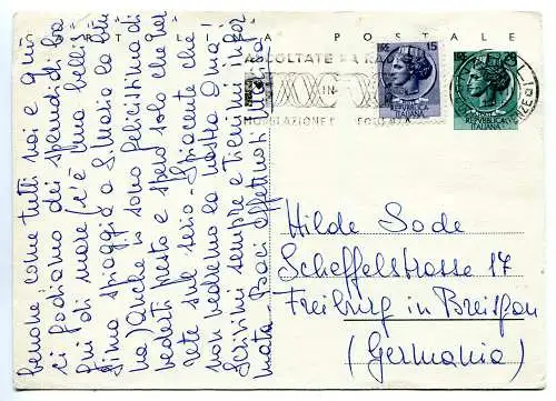 Postkarte Syrakus L. 20 ins Ausland