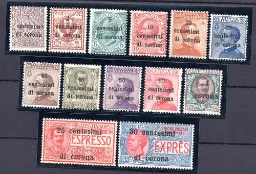 Trient und Triest - Briefmarken Italiens oben. n. 1/11 + Exp