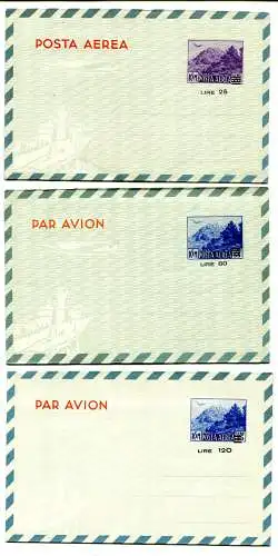 San Marino - Aufdruckte Aerogramme Lire 25, 80 und 120 (Nr. A5/A7)