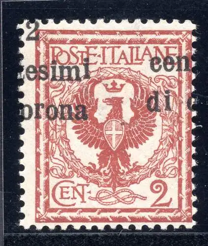 Trient und Triest - Floreale Cent. 2 Aufdrucke oben rechts