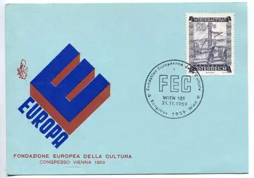 Venetia Club FDC - Österreich Europäische Kulturstiftung 1959