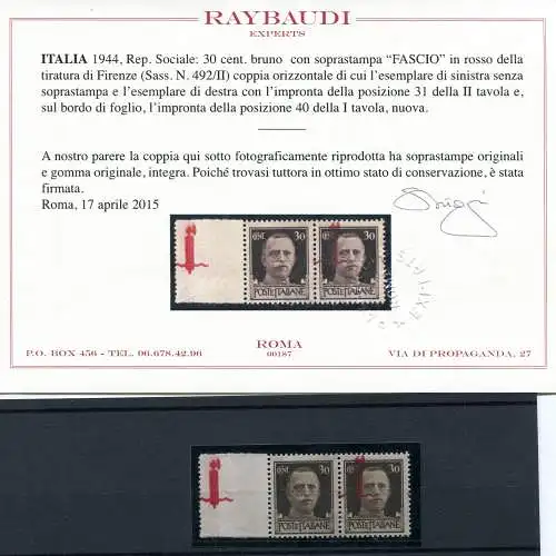 Firenze - Cent. 30 Sorten Doppelaufdruck